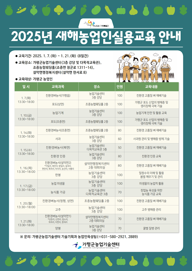 2025년 새해농업인실용교육 일정 안내1
