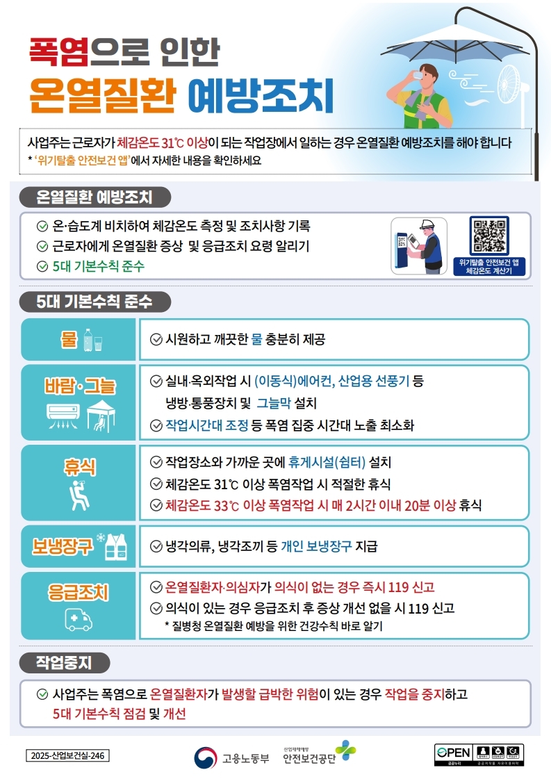 폭염으로 인한 온열질환 예방조치0
