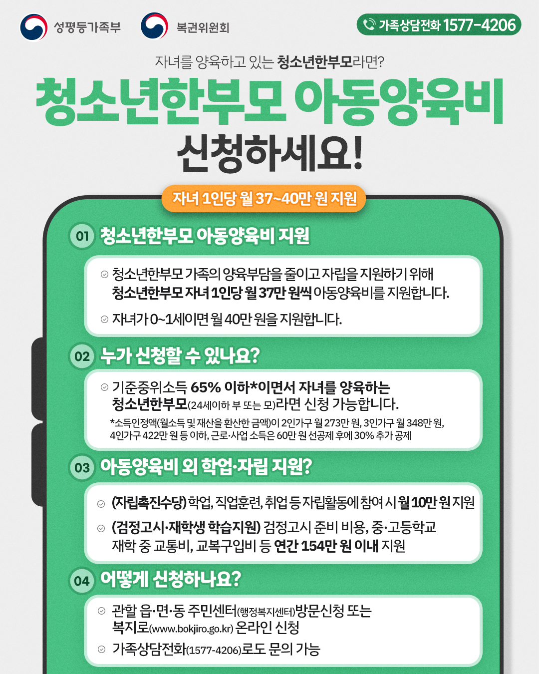 2026년 한부모가족 및 청소년부모 아동양육비 지원 안내1