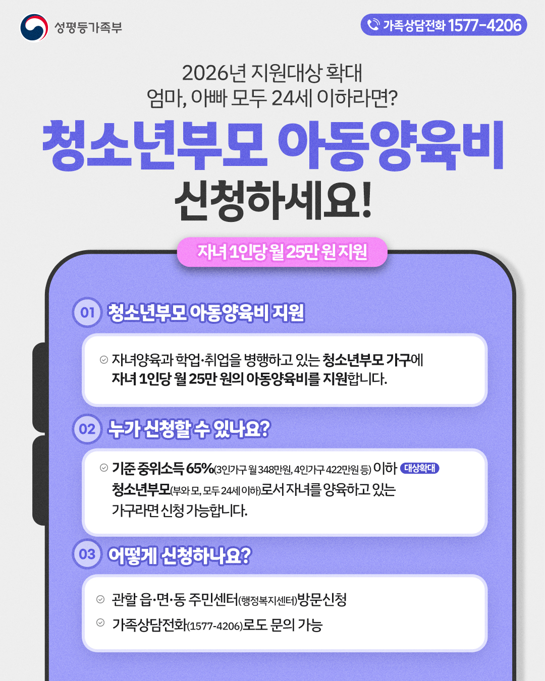 2026년 한부모가족 및 청소년부모 아동양육비 지원 안내2