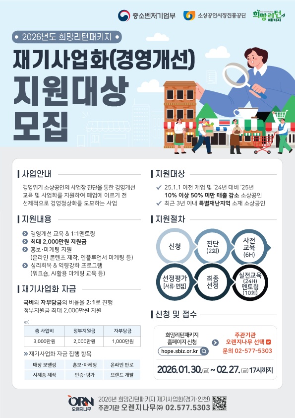 [소상공인진흥공단] 2026년「희망리턴패키지 재기사업화(경영개선)」 안내0